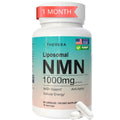 Supplement bottle labeled 'Liposomal NMN 1000mg' by Therexa on a white background