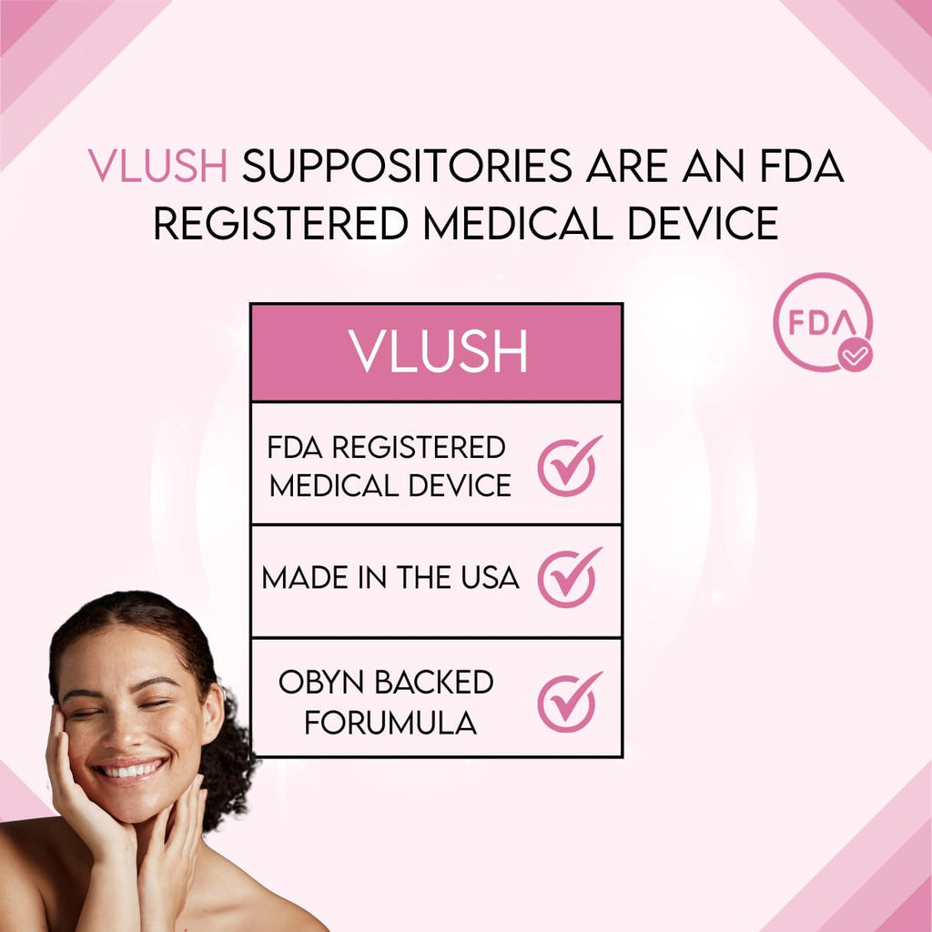 VLUSH Vaginal Moisturizer Suppositories - Deep Hydration with Hyaluronic Acid for Vaginal Dryness, Menopause Support & Daily Comfort, Made in FDA Registered Facility - Hormone-Free (10 Count) VLUSHBuy Supplements Australia