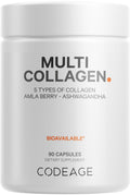 Codeage Multi Collagen Peptides Protein Capsules, 5 Collagen Types, Grass-Fed & Hydrolyzed Bovine Collagen Pills Supplement, Ashwagandha, Amla Berry Vitamins, Collagen Peptides - 90 Capsules CodeageBuy Supplements Australia