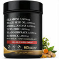 AZ ApexZone True Sea Moss Capsules Black Seed Oil Ashwagandha Burdock Root, Tumeric Supplement with Manuka Honey, Dandelion Root ACV - 60 Capsules - Multi Vitamin AZ ApexZoneBuy Supplements Australia