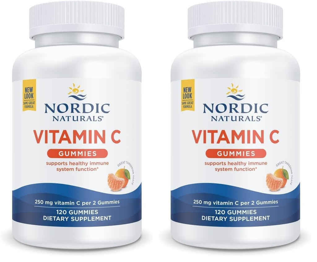 Nordic Naturals Vitamin C Gummies, Tart Tangerine - 120 Gummies - 250 mg Vitamin C - Immune Support, Antioxidant Protection, Child Growth & Development - Non-GMO, Vegan - 60 Servings (Pack of 2) Nordic NaturalsBuy Supplements Australia