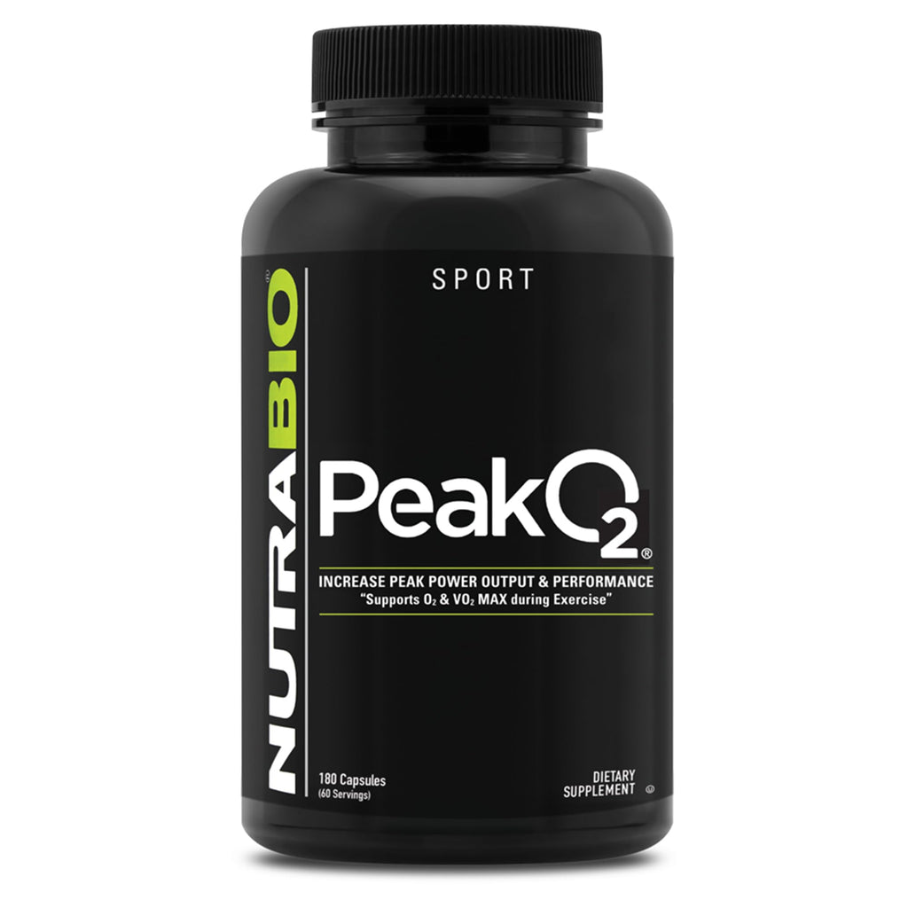 NutraBio PeakO2 Workout Supplement, 180 Capsules - Mushroom Blend Supplement to Help Enhance Athletic Performance and Overall Health, 60 Servings NutraBioBuy Supplements Australia