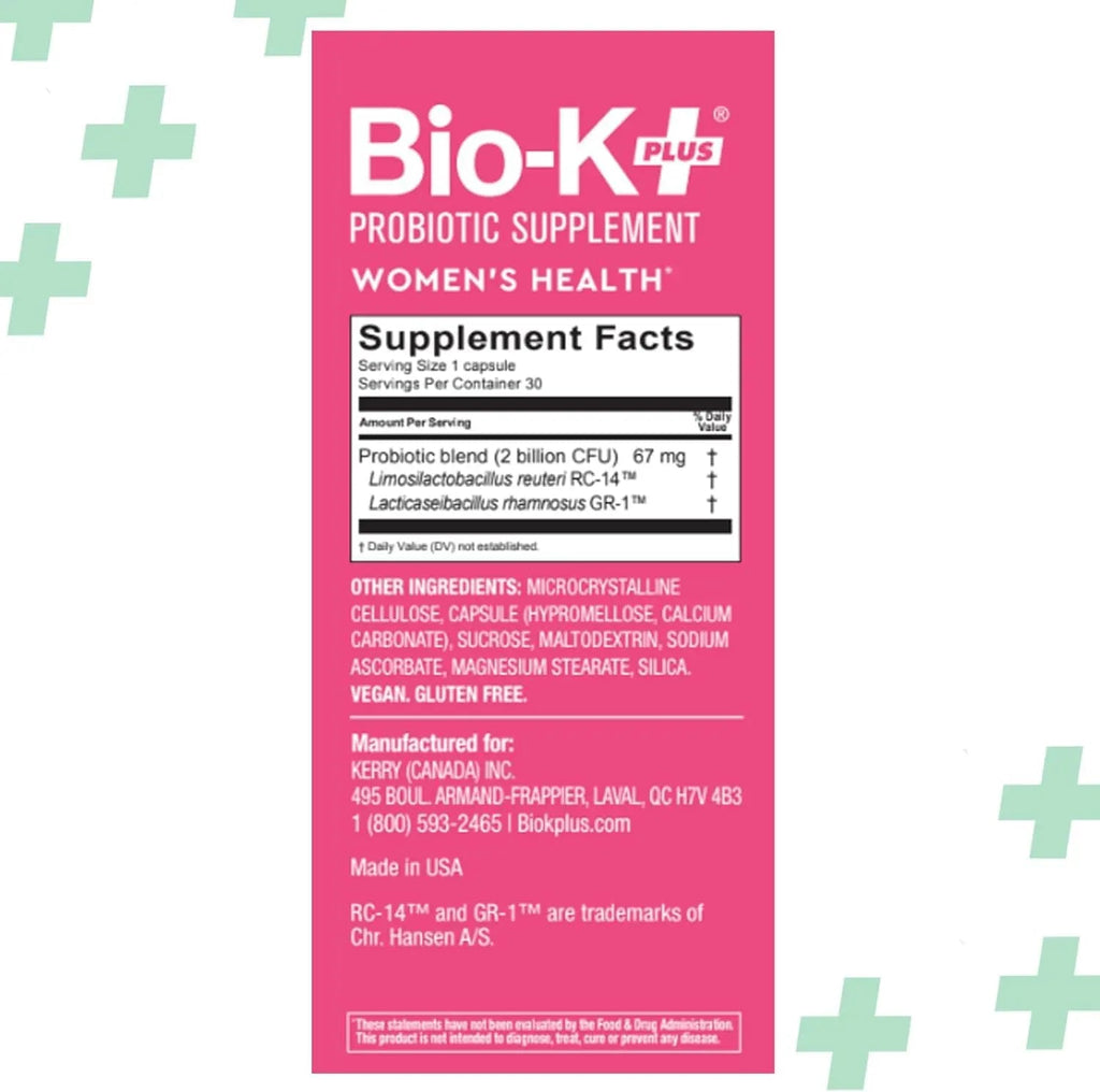 Bio-K+ Probiotic for Women support for Vaginal & Urinary Tract Health, Probiotic Supplement with 2 Billion CFU 2 Strains, Vegan, Shelf-Stable – 30 Capsules Bio-K PlusBuy Supplements Australia