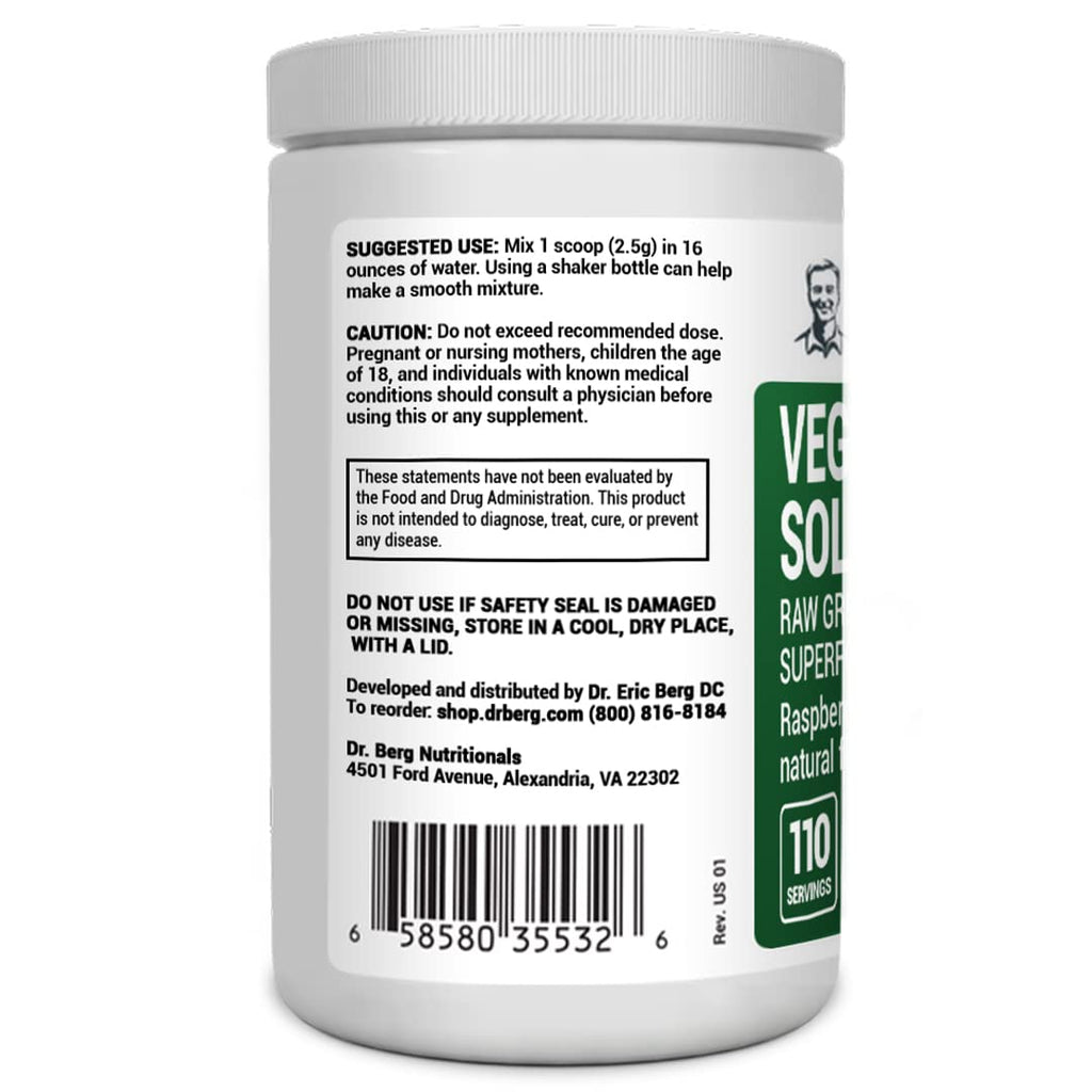 Dr. Berg's (Veggie Solution) Organic Super Greens Powder w/Spirulina - Raw Green Dr. Berg NutritionalsBuy Supplements Australia