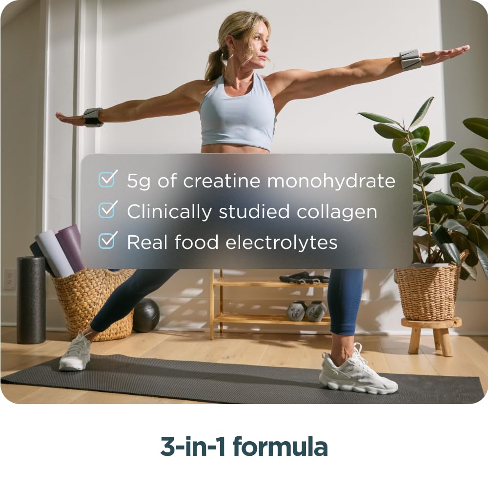 Ancient Nutrition Creatine + Collagen + Electrolytes – Muscle Strength, Lean Body Mass, Joint Comfort & Cognitive Support – Includes 5g Creatine Monohydrate for Women