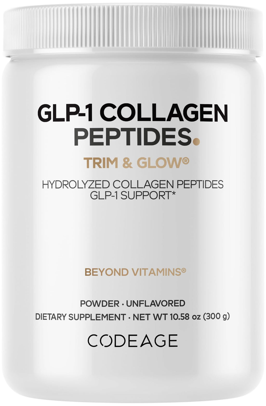 Codeage GLP-1 Collagen Powder Supplement - Nextida GC Collagen Peptides - GLP 1 Support - Hydrolyzed, Grass-Fed, Type I & III, Unflavored - Non-GMO, Gluten-Free, Dairy-Free - 10.58 Oz CodeageBuy Supplements Australia