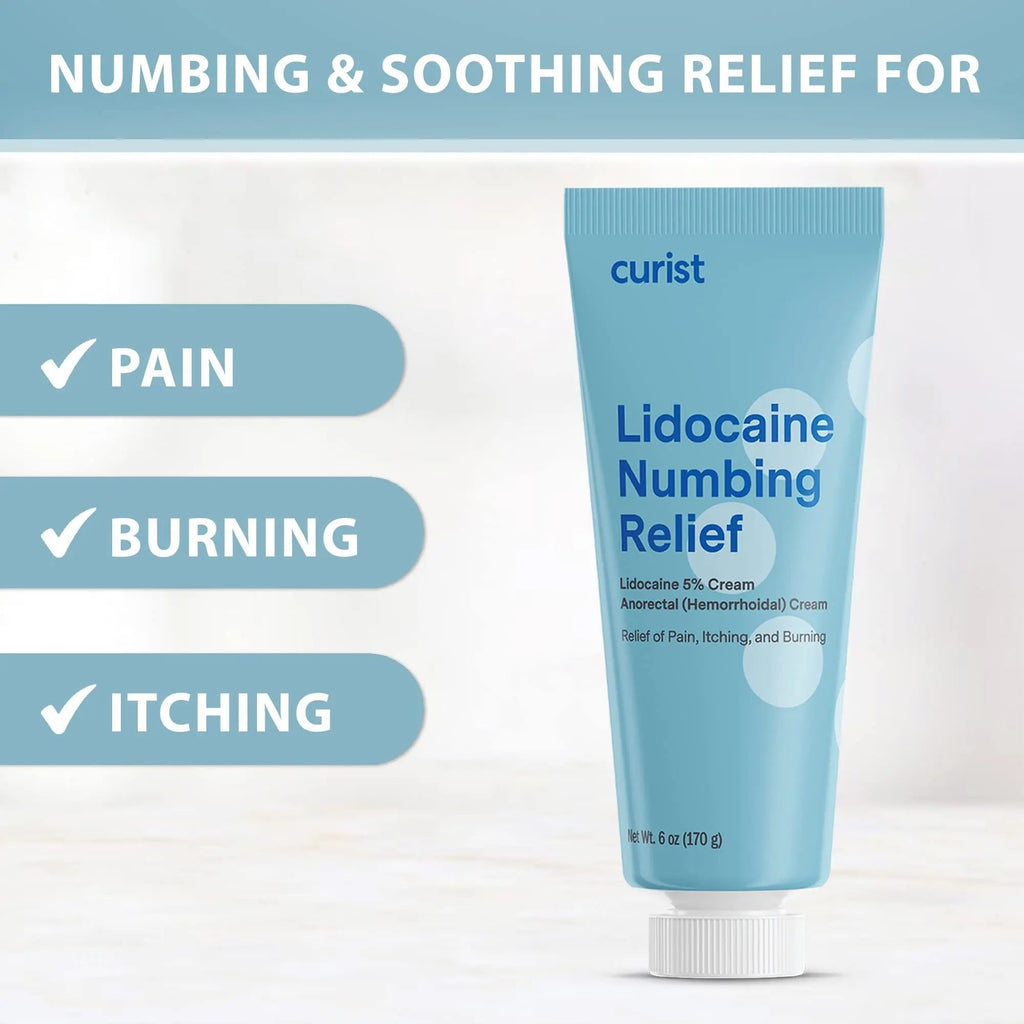 Curist 5% Lidocaine Numbing Cream - 6 oz (170 g) XL Tube - Soothing Numbing Cream for Temporary Discomfort, Itching, and Burning from Hemorrhoids Lidocaine 5% (1 Pack - 6 oz Tube) CuristBuy Supplements Australia