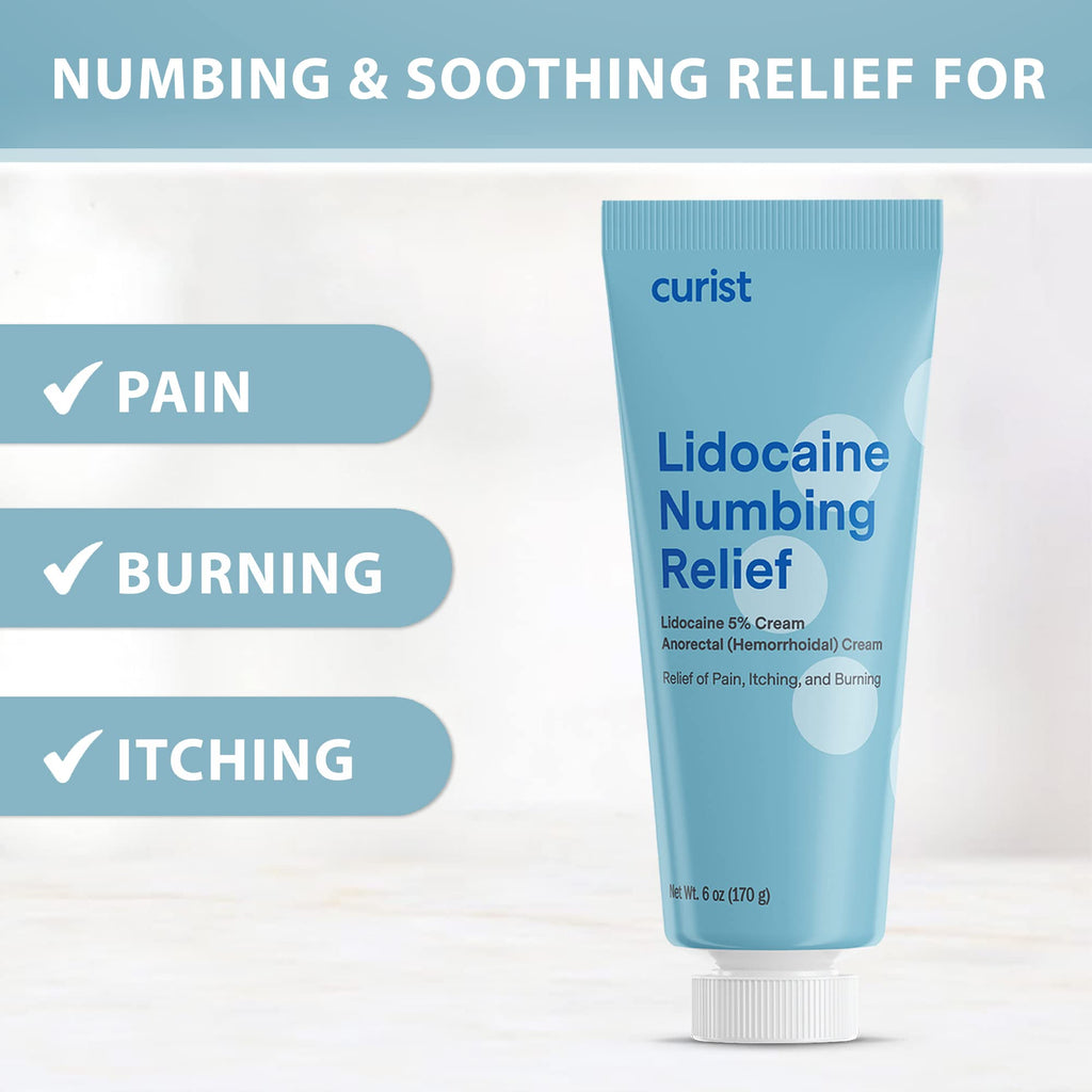 Curist 5% Lidocaine Numbing Cream - 6 oz (170 g) XL Tube - Soothing Numbing Cream for Temporary Discomfort, Itching, and Burning from Hemorrhoids Lidocaine 5% (1 Pack - 6 oz Tube) Curist buy supplements Au