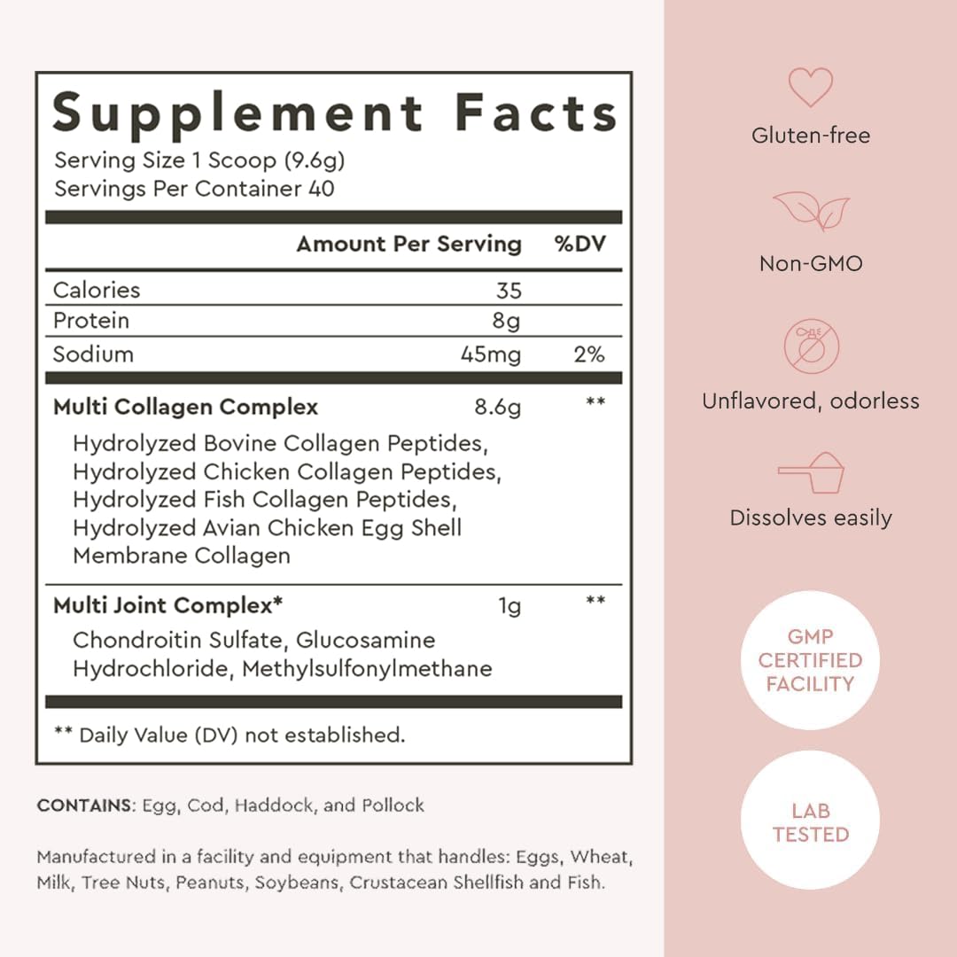 Alaya Multi Collagen Powder - Type I, II, III, V, X Hydrolyzed Collagen Peptides Protein Powder Supplement with MSM + GC (Unflavored) - NSF Certified - (40 Servings) Alaya Naturals buy supplements Au