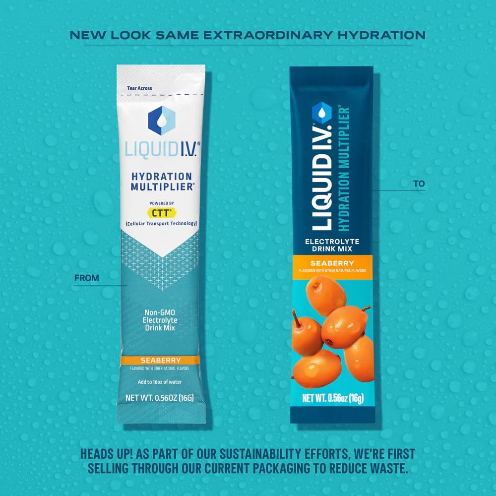 Liquid I.V.® Hydration Multiplier - Seaberry | Electrolyte Powder Drink Mix | 1 Pack (16 Servings) Liquid I.V.Buy Supplements Australia