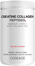 Codeage Creatine Collagen Peptides - Creatine Monohydrate Powder Supplement, Wild-Caught Marine Collagen, Biotin, Magnesium, Vitamin C, Hyaluronic Acid - Vanilla Flavored - Non-GMO - 15 Oz CodeageBuy Supplements Australia