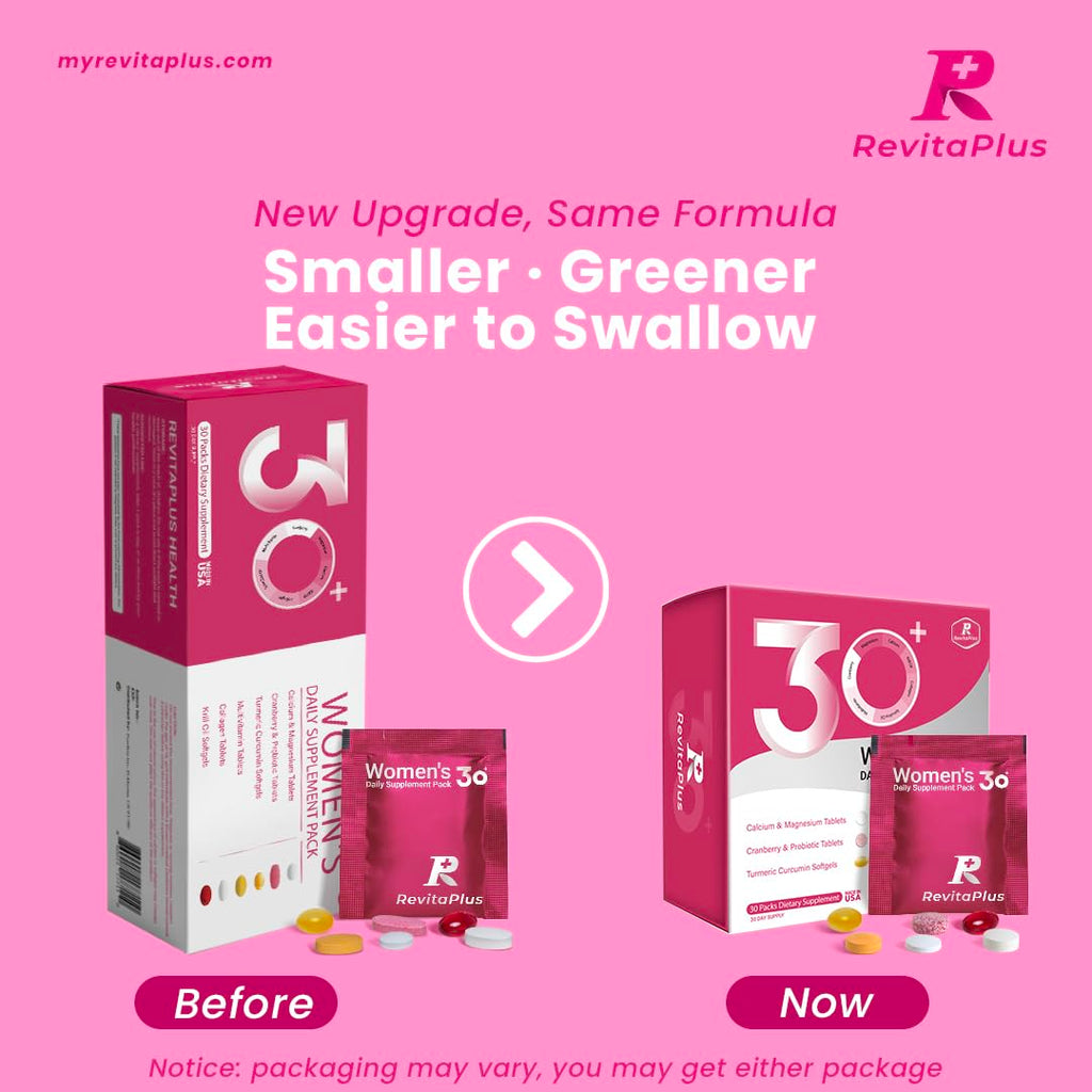 RevitaPlus Multivitamin for Women with Vitamin A,B,C,D3,E,K2,Biotin, Collagen,Krill Oil,Cranberries Supports Energy,Wellness,Beauty and Immune - Vitamin Packs for Women Health 30 Packs RevitaPlusBuy Supplements Australia