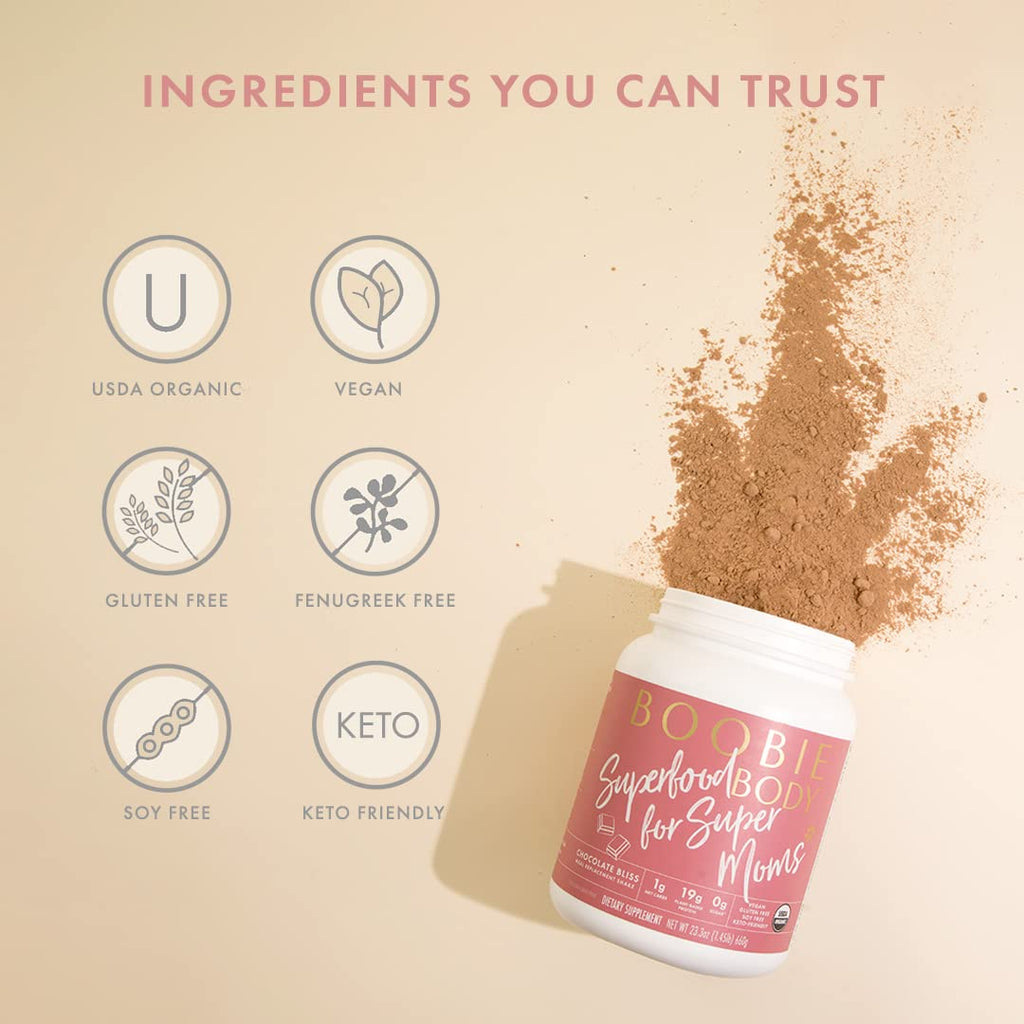 Boobie Body Organic Superfood Plant-Based Protein Shake, Chocolate Bliss, [23.4oz, 1 Tub] Boobie BrandsBuy Supplements Australia