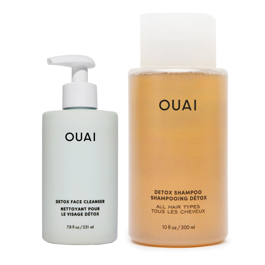OUAI Detox Shower Routine Bundle - Gentle Detox Face Cleanser (7.8 Oz) and Clarifying Shampoo with Apple Cider Vinegar (10 Oz) - Removes Dirt, Oil, Product, Makeup, and Sunscreen - 2-Piece Bundle OUAIBuy Supplements Australia
