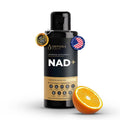 Orphira NAD+ supplement bottle with an orange on a white background