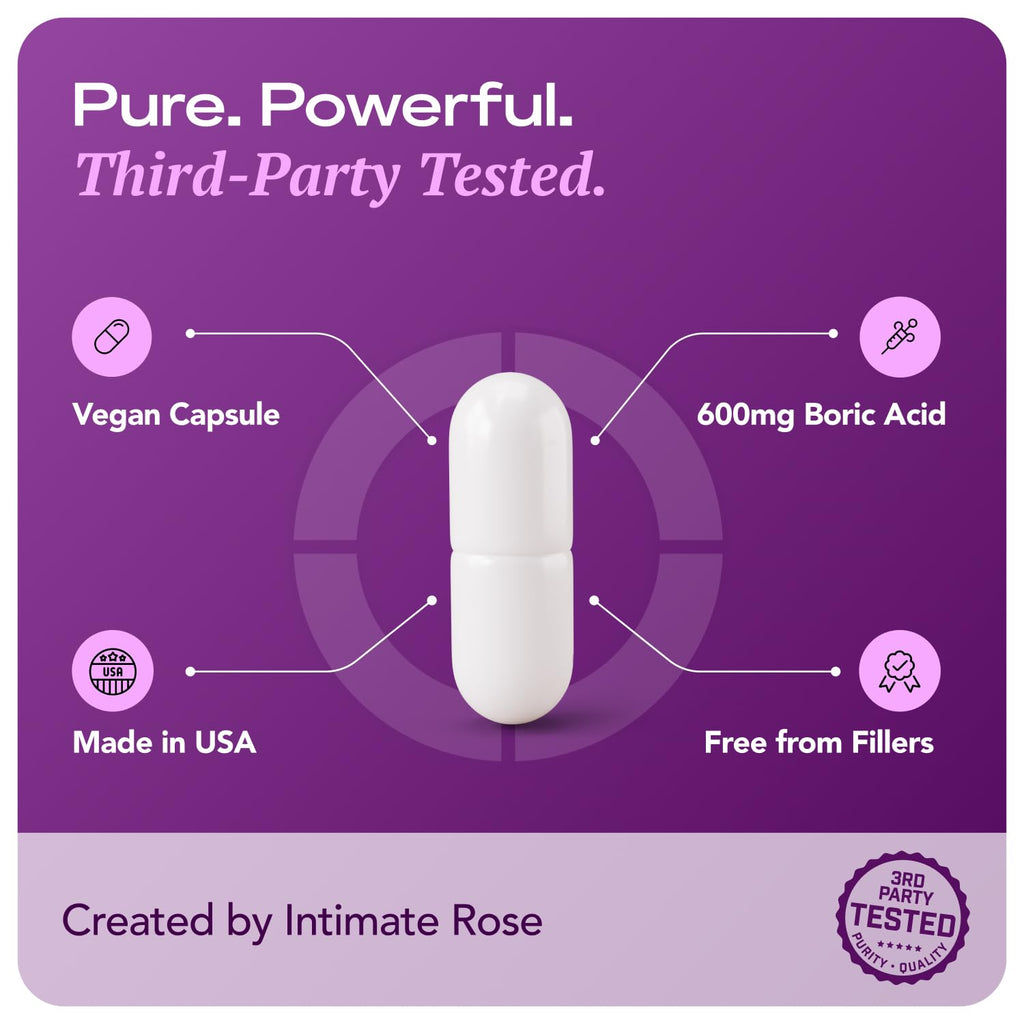 Intimate Rose Boric Acid Vaginal Suppositories, 14 Count for Feminine Deodorizing & Freshness - Vegan Capsules Intimate RoseBuy Supplements Australia