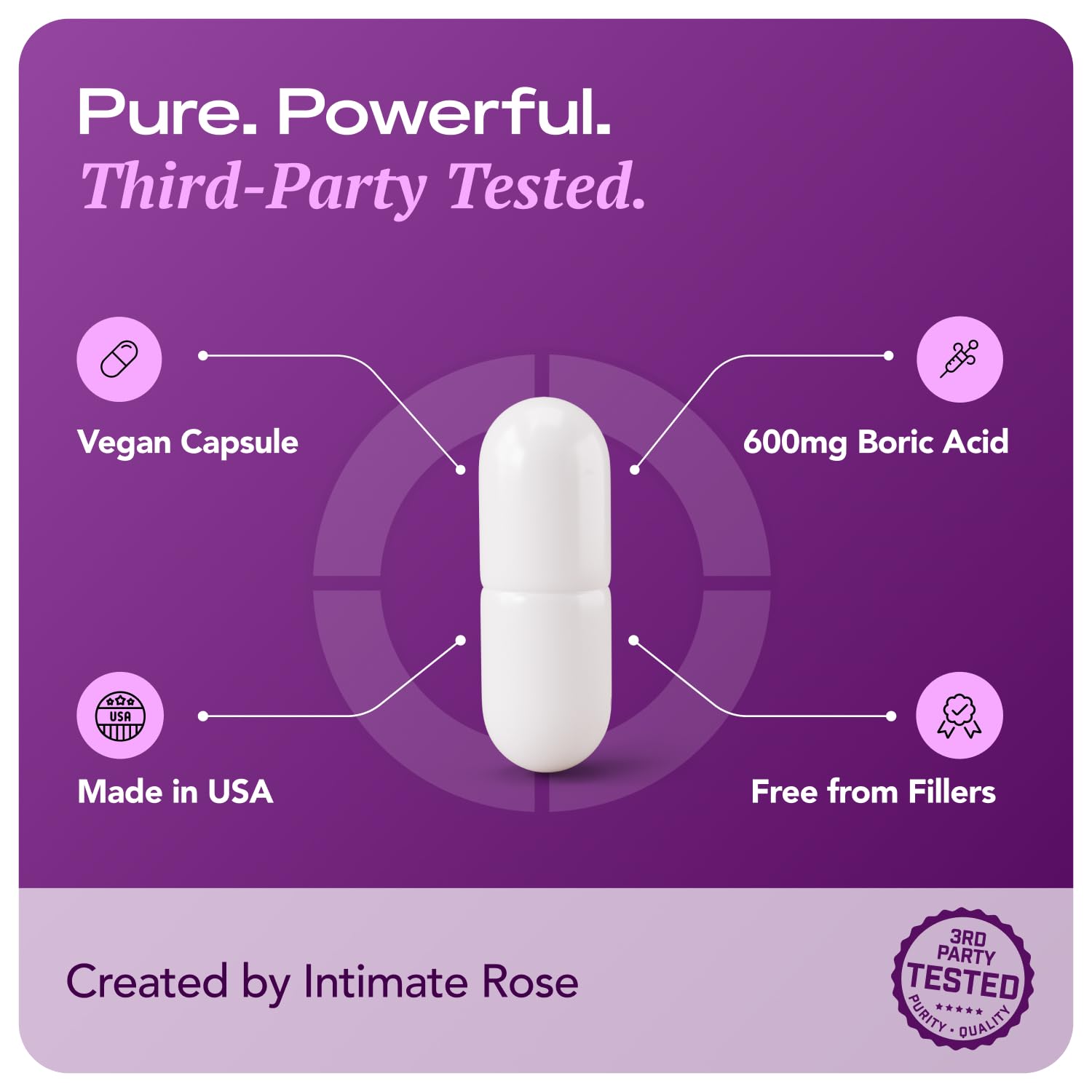 Intimate Rose Boric Acid Vaginal Suppositories, 30 Count for Feminine Deodorizing & Freshness - Vegan Capsules Intimate RoseBuy Supplements Australia
