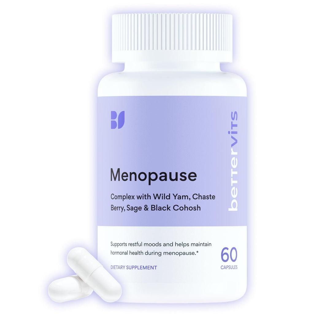 Bettervits Menopause Supplements for Women with Ashwagandha and Zinc | Hormone Balance Support with Vitamins D3 B6 B12 for Hot Flashes | Perimenopause Supplements for Monthly Wellness - 60 Capsules BettervitsBuy Supplements Australia