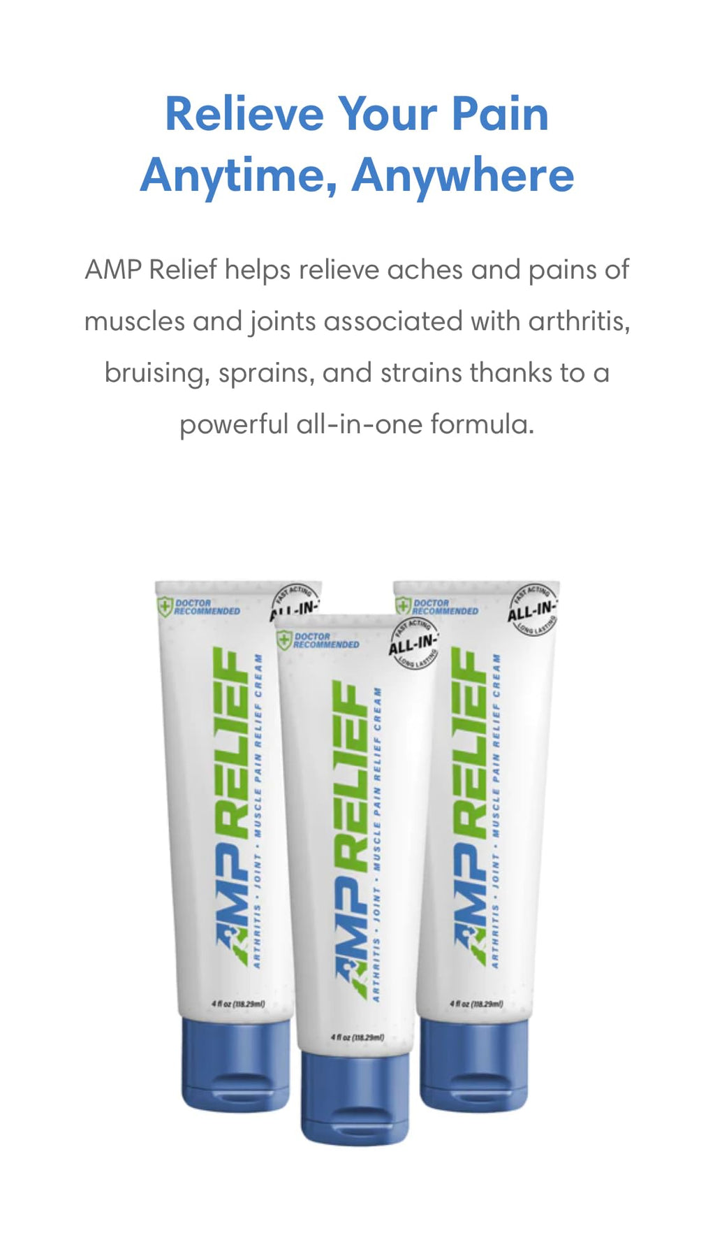 AMP RELIEF Cream - 4oz - All Natural Topical Pain Cream with Arnica, Boswellia, Eucalyptus and Menthol AMP RELIEFBuy Supplements Australia