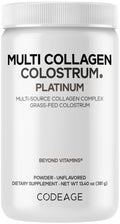 Codeage Multi Collagen Colostrum Powder Platinum - Hydrolyzed Grass-Fed Bovine Collagen Peptides, Grass-Fed Bovine Colostrum Supplement, Vitamin C, Biotin, Hyaluronic Acid, Lactoferrin - 13.4 Oz. CodeageBuy Supplements Australia