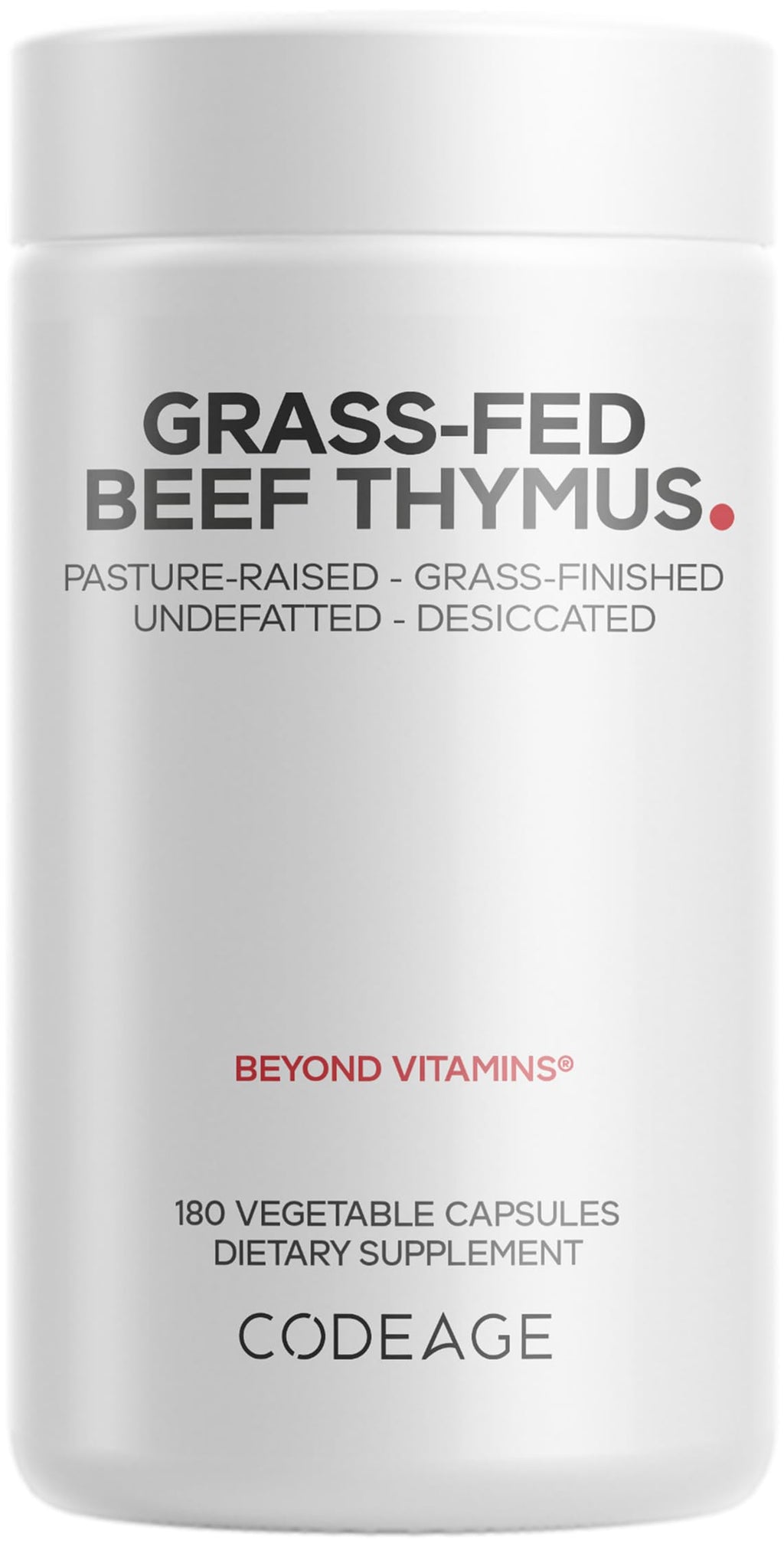 Codeage Grass Fed Beef Thymus Supplement Superfood, Freeze Dried, Non-Defatted, Desiccated Thymus & Liver Pills, Glandulars Meat, Pasture Raised Beef Vitamins, Non-GMO, 180 Capsules CodeageBuy Supplements Australia