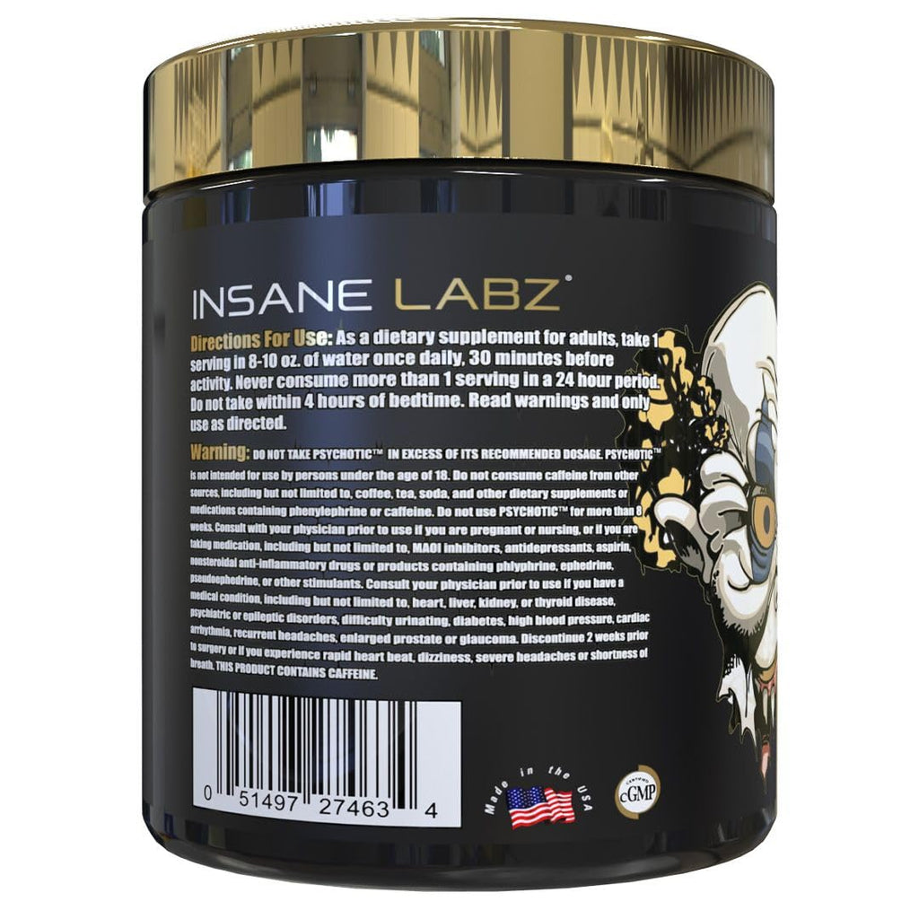 Insane Labz Psychotic Gold, High Stim Pre Workout Powder, Extreme Lasting Energy Insane LabzBuy Supplements Australia