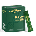 Green box and packet of ANPOMER NAD+ Liposomal dietary supplement on a white background