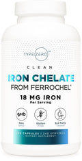 Type Zero Iron Chelate Capsules (18 MG, 240 CAPS) from Ferrochel Ferrous Bisglycinate Chelate - Non-GMO and Gluten Free Type ZeroBuy Supplements Australia