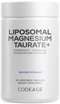 Codeage Liposomal Magnesium Taurate+ Supplement - Magnesium Taurate, Vitamin B6 as Pyridoxal 5-Phosphate, 2-Month Supply - Liposomal Delivery, Vegan, Non-GMO, Gluten-Free, 120 Capsules CodeageBuy Supplements Australia