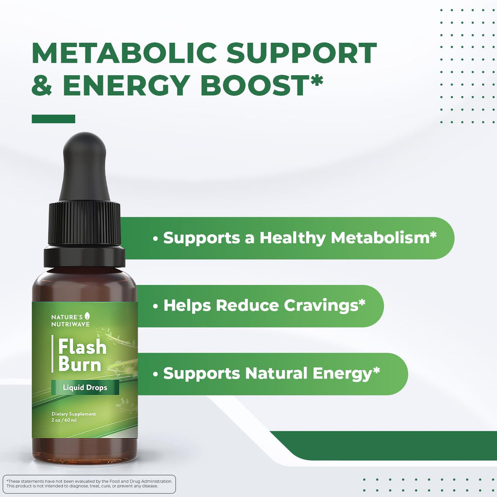 Flash Burn – Natural Plant-Based Liquid Supplement with Maca, Grape Seed, Green Tea & Ginseng – Made in USA, Non-GMO, Gluten-Free, Dairy-Free, Vegetarian - 2 Fl Oz (40 mL), 1 Month Supply Nature’s NutriWaveBuy Supplements Australia