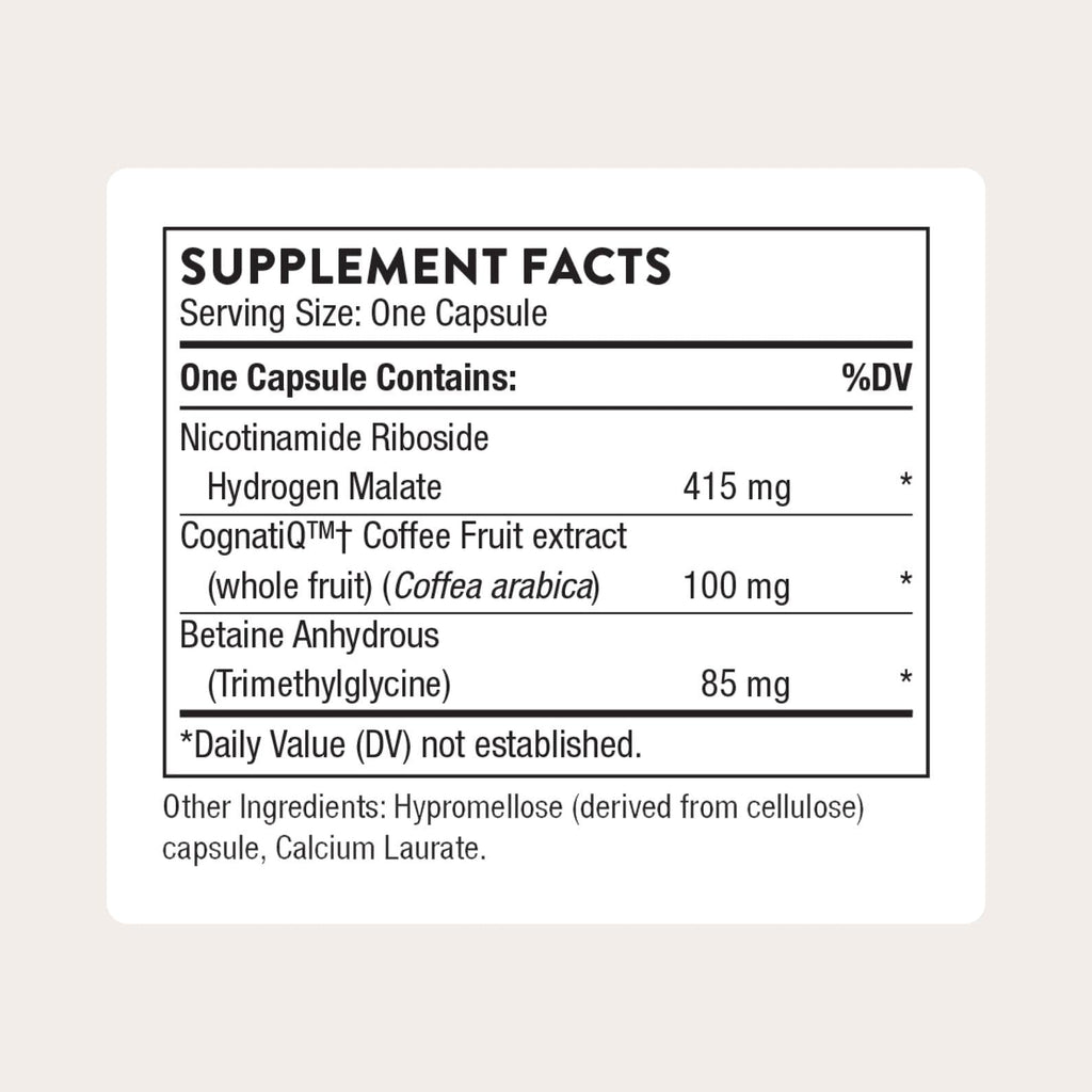 THORNE - Brain Factors - Brain Health Supplement with Nicotinamide Riboside, Coffee Fruit Extract & Betaine Anhydrous - Supports Learning, Memory & Cognition* - 30 Servings THORNEBuy Supplements Australia