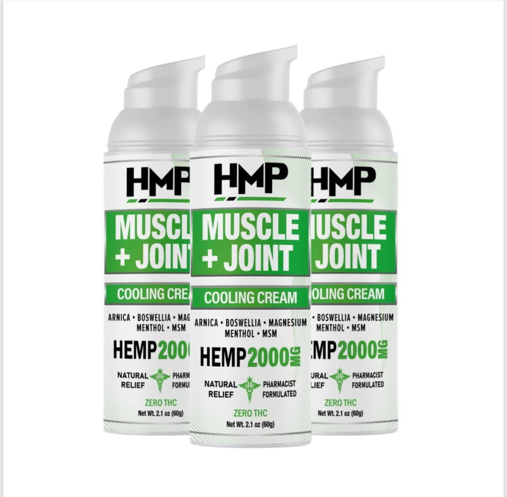 HMP BRANDS Hemp Cream Muscle & Joint Support 2000MG Hemp Discomfort Relief Formula w Menthol Ideal for Knee Muscle Joint Back Shoulder Elbow Maximum Joint Support, Natural Formula Made in USA (3 Pack) HMP BRANDSBuy Supplements Australia