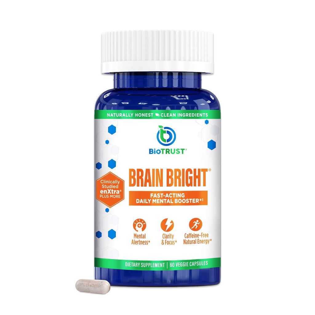 BioTrust Brain Bright – Daily Nootropic Boost for Focus, Concentration, Mental Clarity – Caffeine Free Nootropics Brain Support Supplement – Thai Ginger, Ginkgo, Folate, L-Theanine – 30 Servings BioTrustBuy Supplements Australia