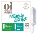 Oi | Organic Initiative - Tampons | Regular/Super Absorbency | Organic Cotton, Unscented