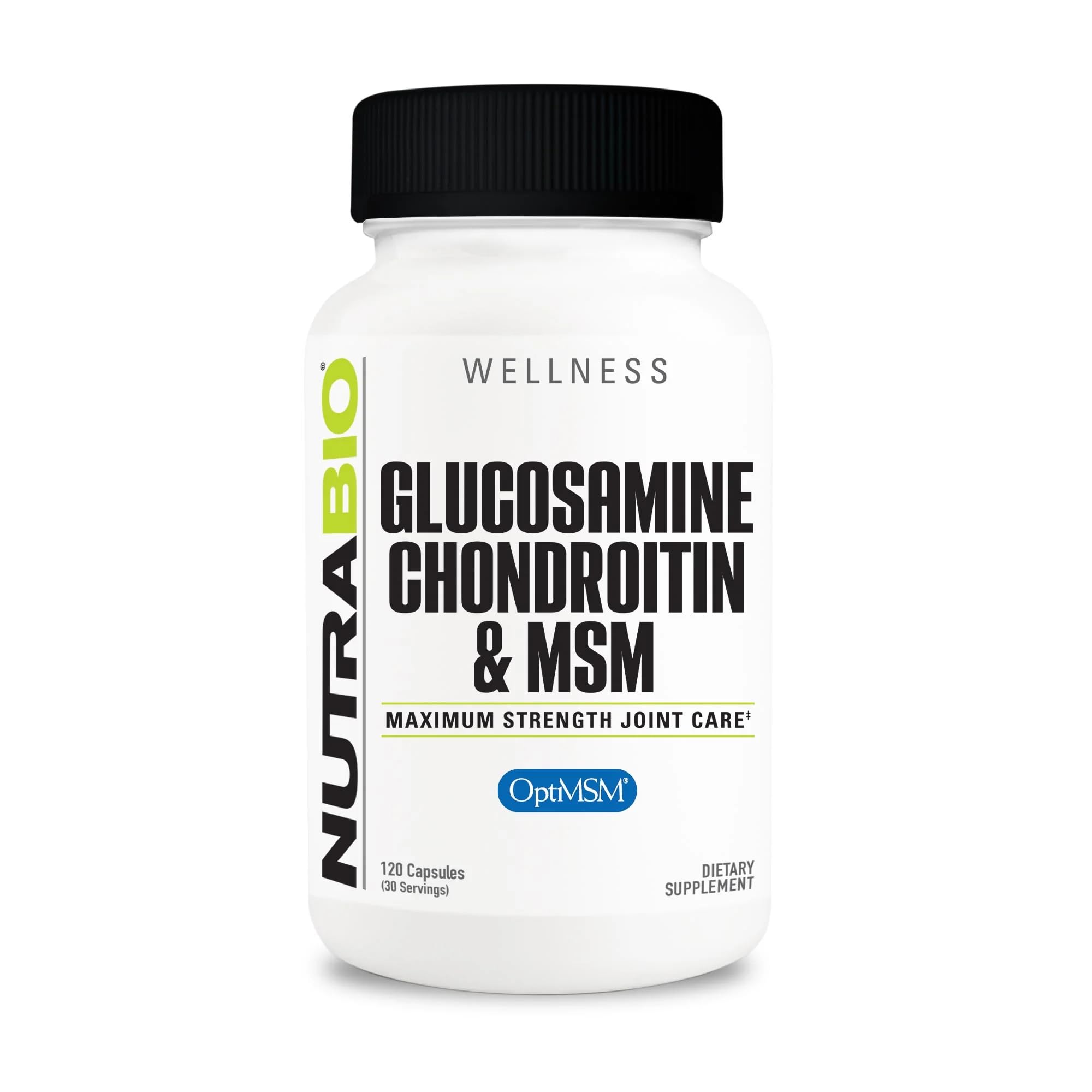NutraBio Glucosamine Chondroitin & OptiMSM Supplement, Joint Support Formula - 120 Capsules (120 Count) NutraBioBuy Supplements Australia