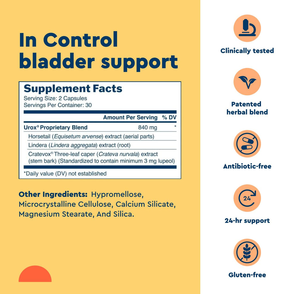 Uqora in Control Bladder Support - Daily Bladder Care & Support for Urinary Comfort - Made with botanicals, Like Horsetail & Spicebush - Gluten-Free & Vegetarian - 60 Capsules UqoraBuy Supplements Australia