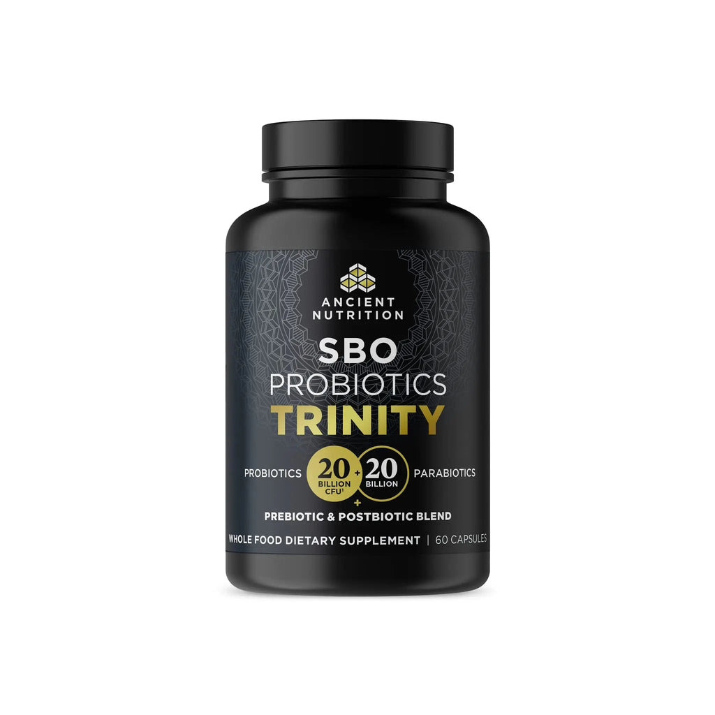 Ancient Nutrition SBO Probiotic Trinity Daily Care, Probiotics for Digestive Health, 40 Billion Blend of Prebiotics, Probiotics, Postbiotics, and Parabiotics Reduces Occasional Bloating, 60 Count Ancient NutritionBuy Supplements Australia