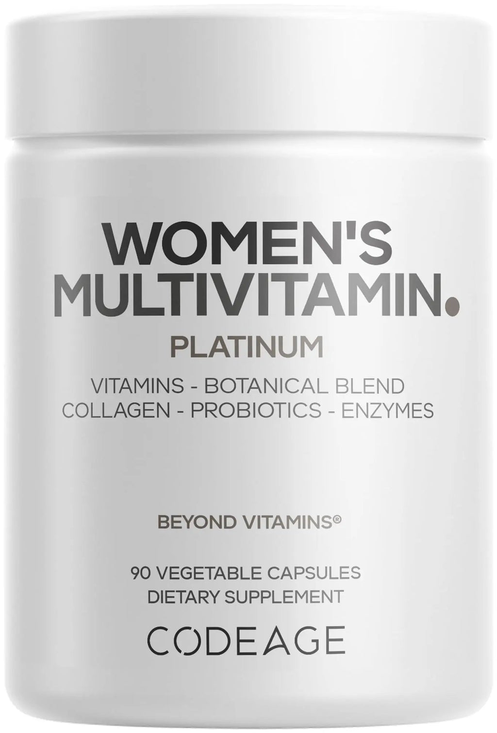 Codeage Women’s Multivitamin Platinum - Vitamins A D3 K1 K2 B12 & Minerals, CoQ10, Skin, Hair & Nails Complex, Collagen, Botanicals, Probiotics Codeage
