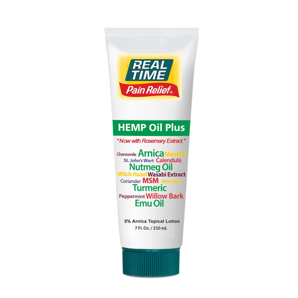 Real Time Pain Relief Hemp Oil Plus 7 oz Tube | 20 Natural Ingredients: 5% Arnica, Turmeric & More | Fast-Absorbing Lotion for Muscles, Hands, Feet, Ankles, Back, Shoulders & Knees Real Time Pain ReliefBuy Supplements Australia