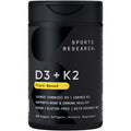 Sports Research Vitamin D3 with K2 Softgels - Plant Based K2 & Vegan D3 5000iu with Coconut MCT Oil - Vegan Certified, Soy & Gluten Free - 120 Count Sports Research buy supplements Au