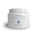 White container of immune shake booster dietary supplement on a white background
