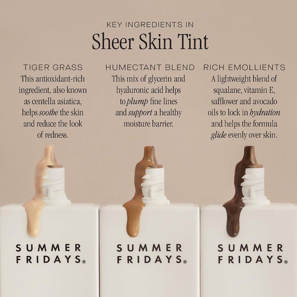 Summer Fridays Sheer Skin Tint - Skin Tint with Hyaluronic Acid - Helps Diminish Uneven Skin Tone - Sheer to Light Coverage - Shade 2 - Light with Cool Undertones (1 Fl Oz) Summer FridaysBuy Supplements Australia