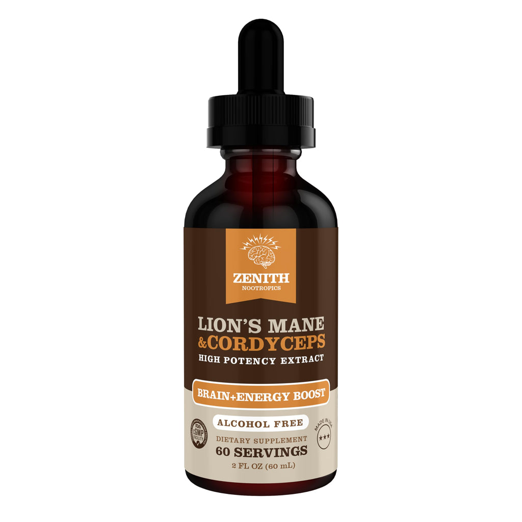 Zenith Nootropics Lion’s Mane & Cordyceps Supplement – Brain & Energy Support – Focus, Memory, Clarity, Immunity – Vegan, Alcohol-Free Tincture – Up-to 2-Month Supply, 2 fl oz Zenith NootropicsBuy Supplements Australia
