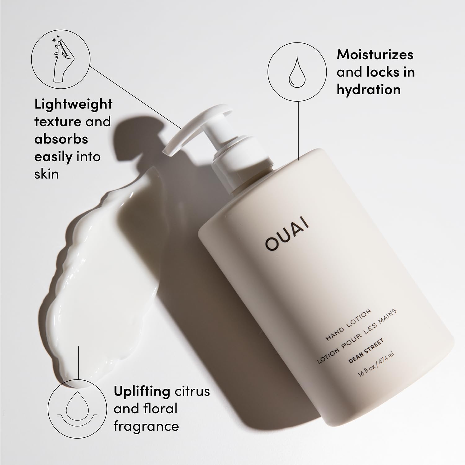 OUAI Hand Lotion - Daily, Lightweight, Hydrating Lotion for Dry Skin - Made with Avocado, Rosehip and Jojoba Oil to Lock in Moisture - Never Greasy (16 Fl Oz) OUAIBuy Supplements Australia