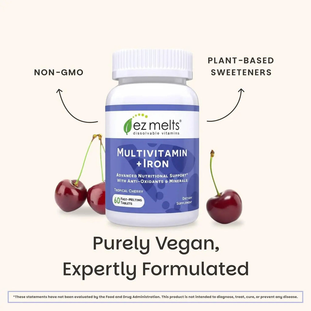 EZ Melts Multivitamin + Iron - Daily Multivitamin for Women & Men - Supports Healthy Energy Levels & Antioxidant Protection EZ MeltsBuy Supplements Australia