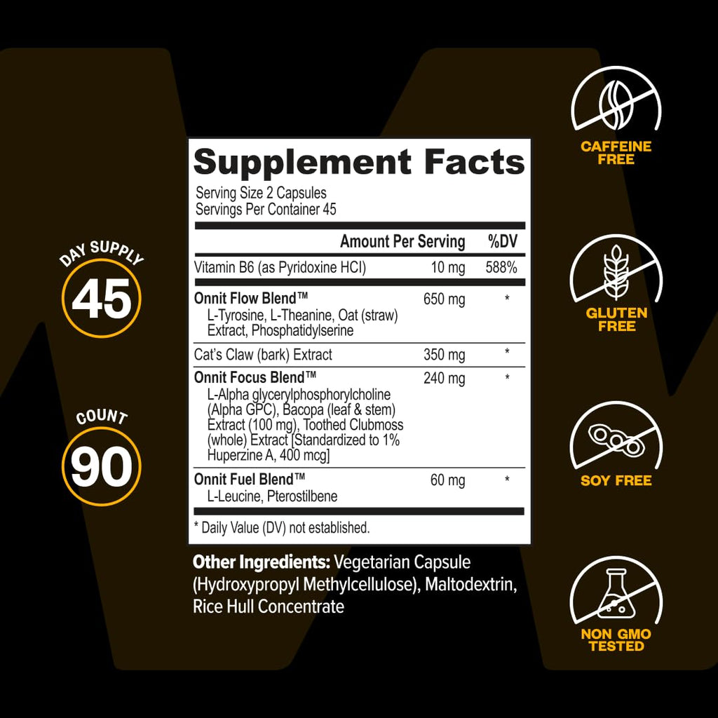 ONNIT Alpha Brain Nootropic Brain Supplement for Focus, Memory, Mental Clarity, Cognitive Support with L-Theanine and Vitamin B6, 90 Count ONNIT buy supplements Au