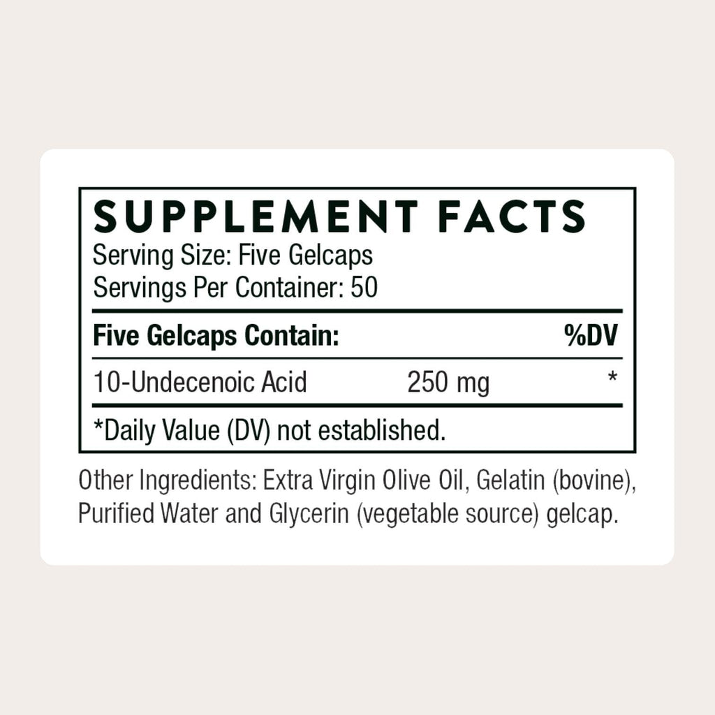 THORNE - Undecylenic Acid (Formerly Formula SF722) - 250 mg of Undecylenic Acid - for a Healthy Balance of Gut & Vaginal Flora* - Gluten Free - 250 Gelcaps - 50 Servings THORNEBuy Supplements Australia