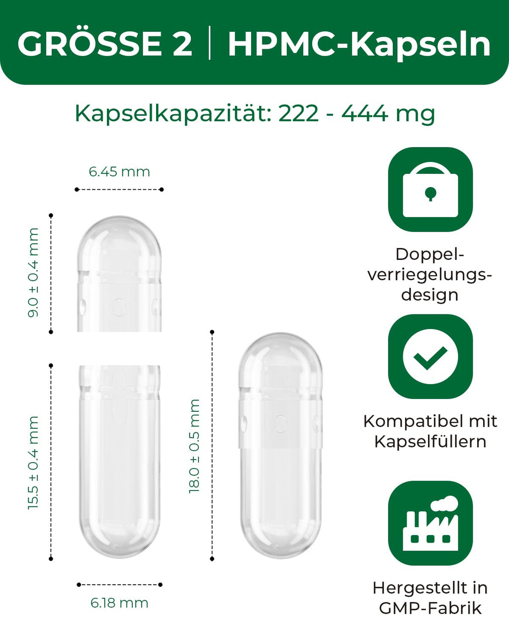 HPMC Empty Capsules Size 2-200 Clear Count Pill Capsules Empty - Plant-Based Cellulose | Vegetarian, Halal, Non-GMO | for DIY Supplement & Herbal Filling MéipaLienBuy Supplements Australia