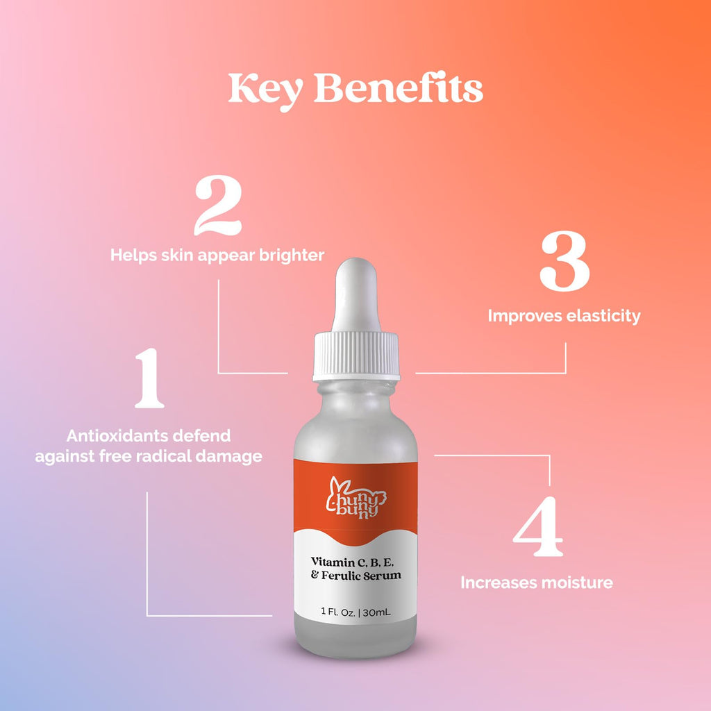 Hunny Bunny Vitamin C Serum for Face - Pure Brightening Dark Spots Sensitive Skin - Ferulic Acid, Niacinamide, L-Ascorbic Acid, Hyaluronic Acid, Vitamins B E, 1 Fl Oz Hunny Bunny buy supplements Au