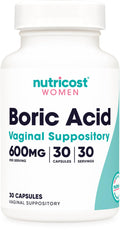 Nutricost Boric Acid 600mg, 30 Capsules - Vaginal Suppository - Non-GMO - for Women NutricostBuy Supplements Australia